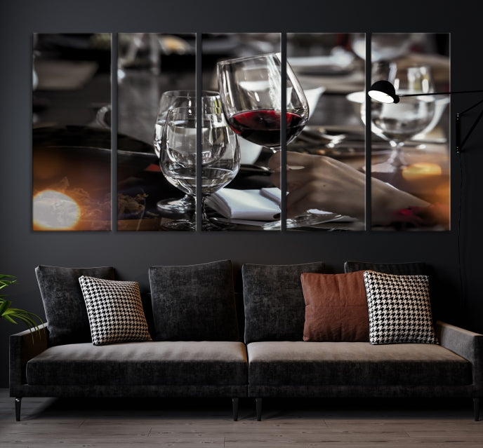 Vin rouge et verre Impression sur toile