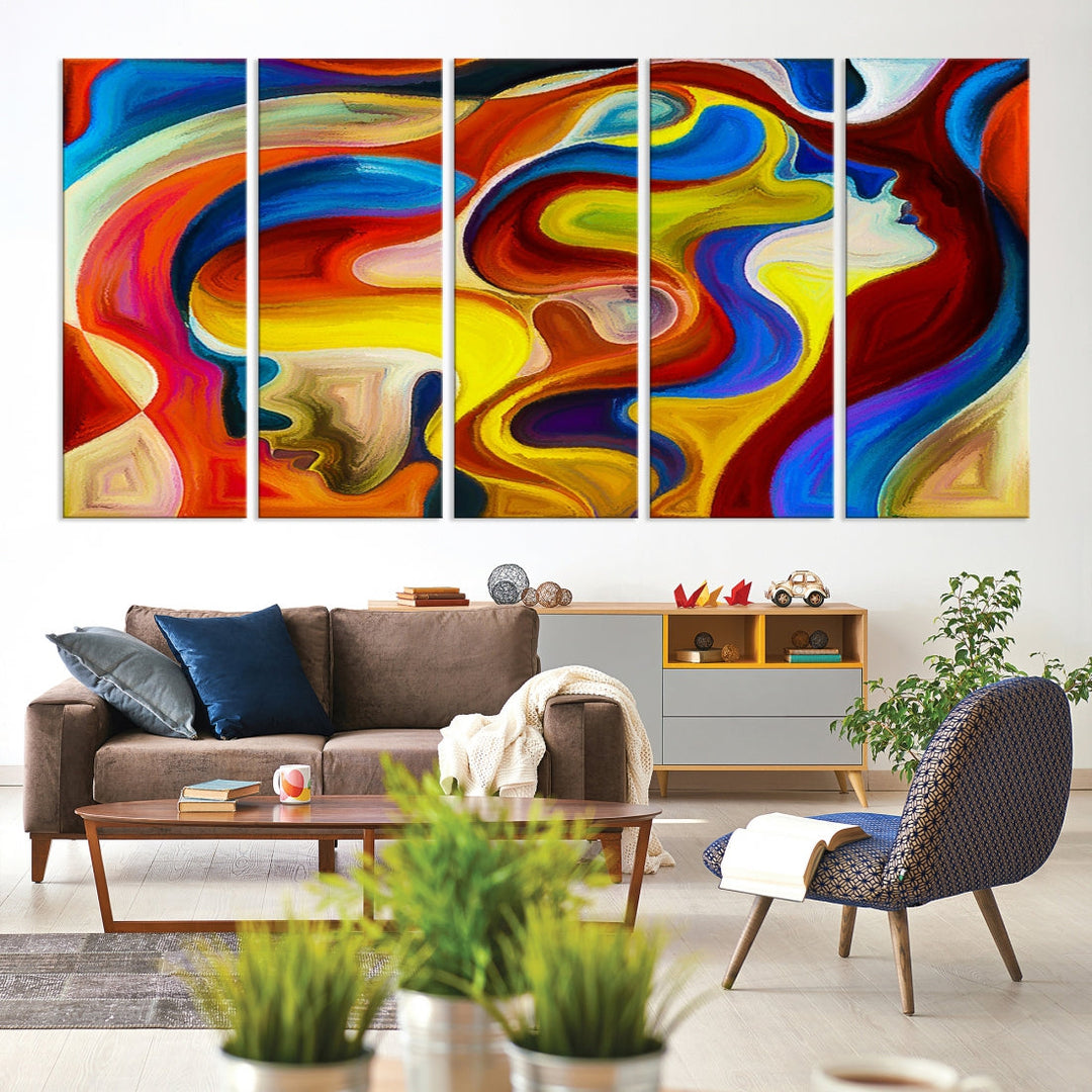 Colorful Abstract Human Figure Wall Art Canvas Print