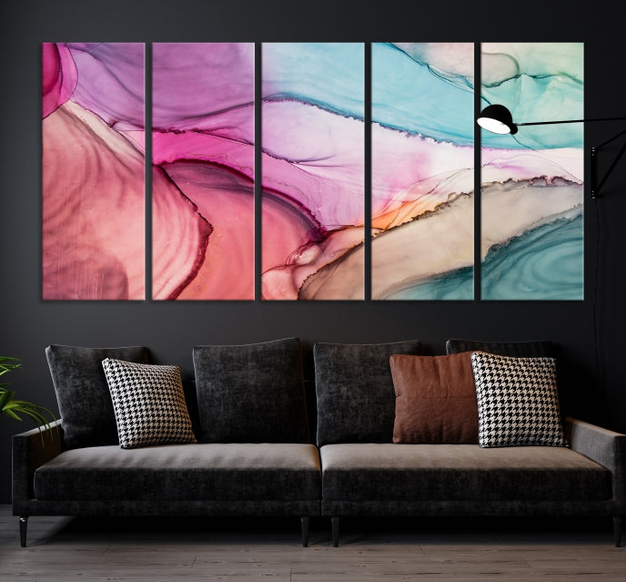 Colorful Marble Fluid Effect Wall Art Abstract Canvas Wall Art Print