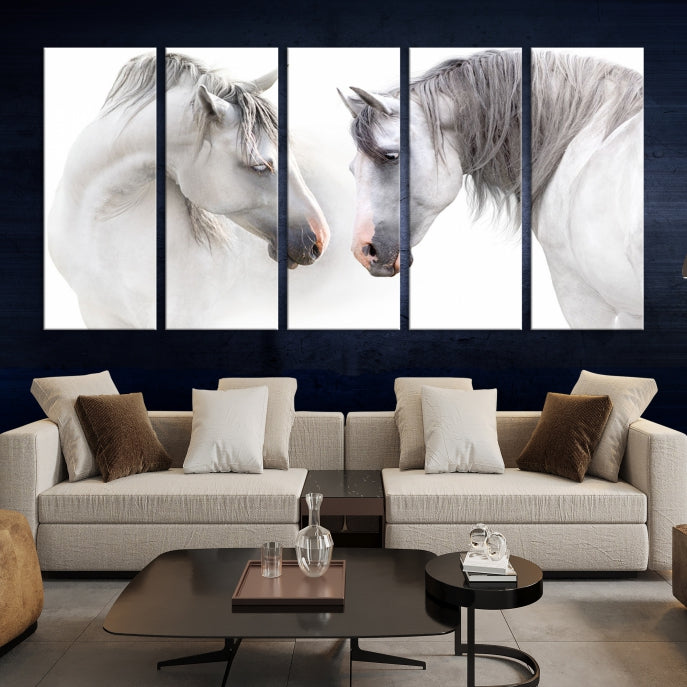 Impression sur toile d'animal d'art mural de cheval blanc