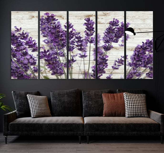 Lienzo decorativo para pared grande con hierba de lavanda