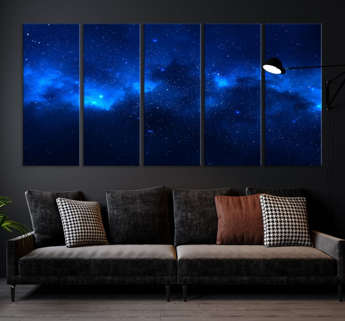 Nuages ​​de nébuleuse bleue Art mural étoiles du ciel nocturne Impression sur toile