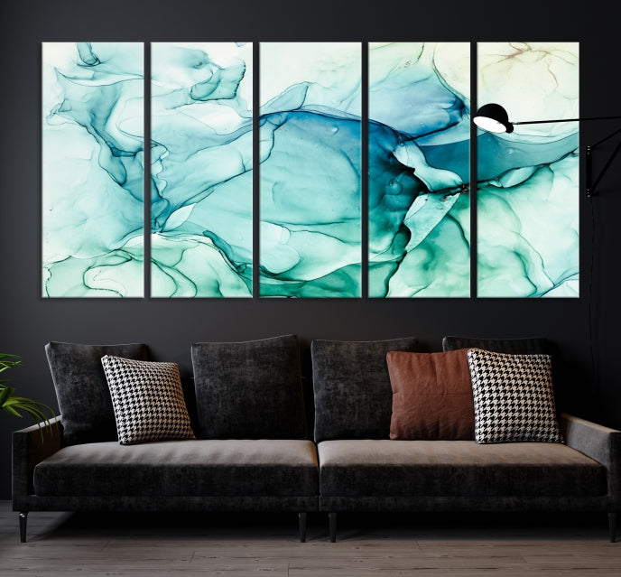 Turquoise Marble Fluid Effect Wall Art Abstract Canvas Wall Art Print