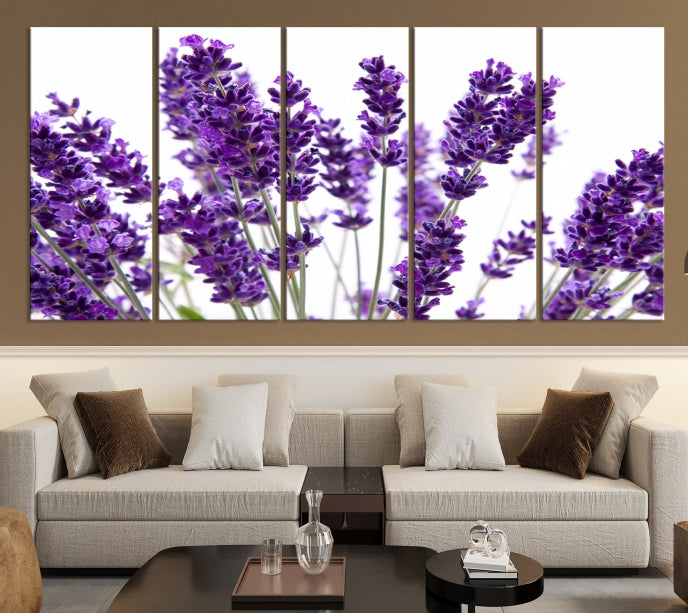 Flores de lavanda Arte de pared grande Floral Lienzo impreso