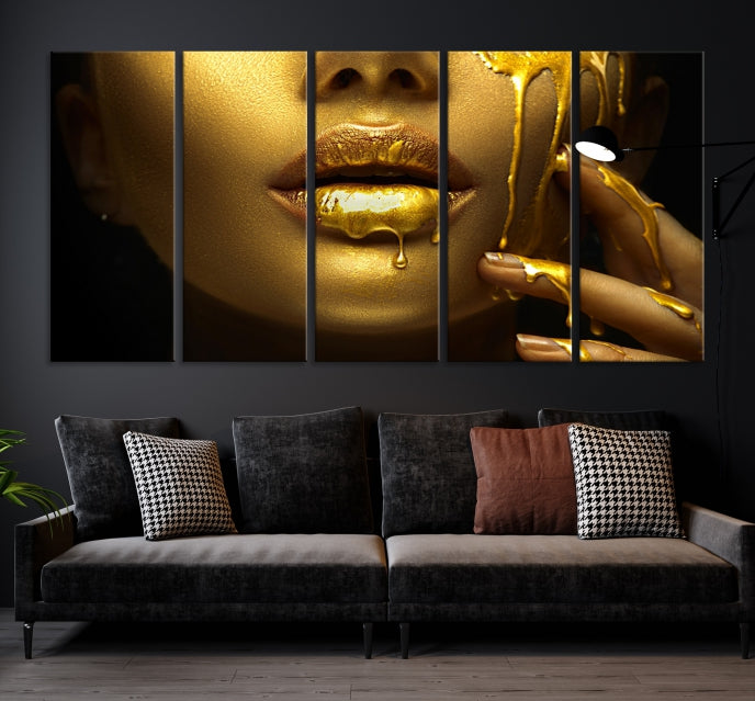 Gold and Women Wall Art Canvas Print- for Living Room, Office and Farmhouse Wall Decor