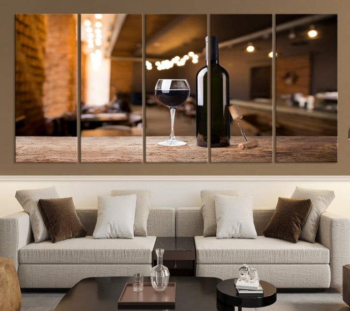 Wine and Bottle Wall Art Canvas Print