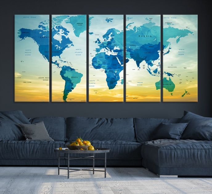 Wall Art World Map Canvas Print