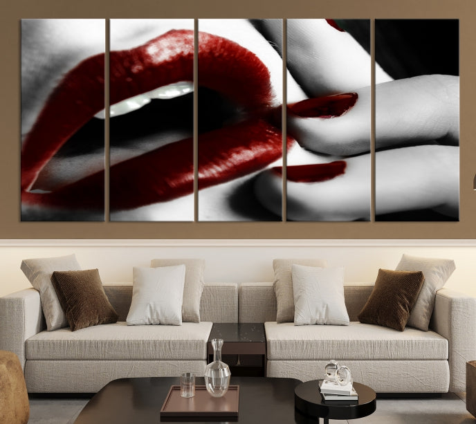 Red Lips and Women Canvas Print