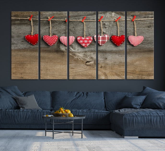 L'amour sur l'art mural en bois Impression sur toile