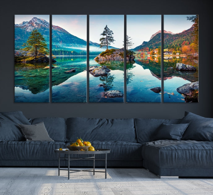 Arte de pared relajante Lago y montaña Arte de pared grande Impresión en lienzo