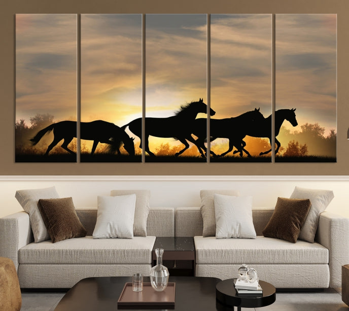 Wild Horses Riding Wall Art Canvas Print