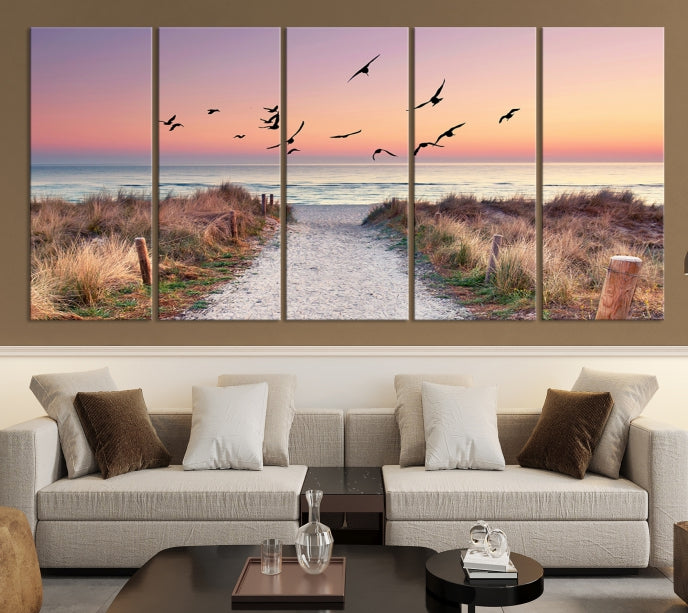 Sunset and Ocean Wall Art Canvas Print