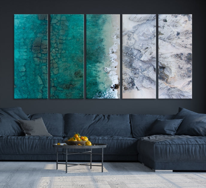 Green Aerial Ocean Wall Art Canvas Print