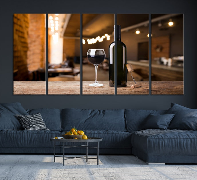 Wine and Bottle Wall Art Canvas Print