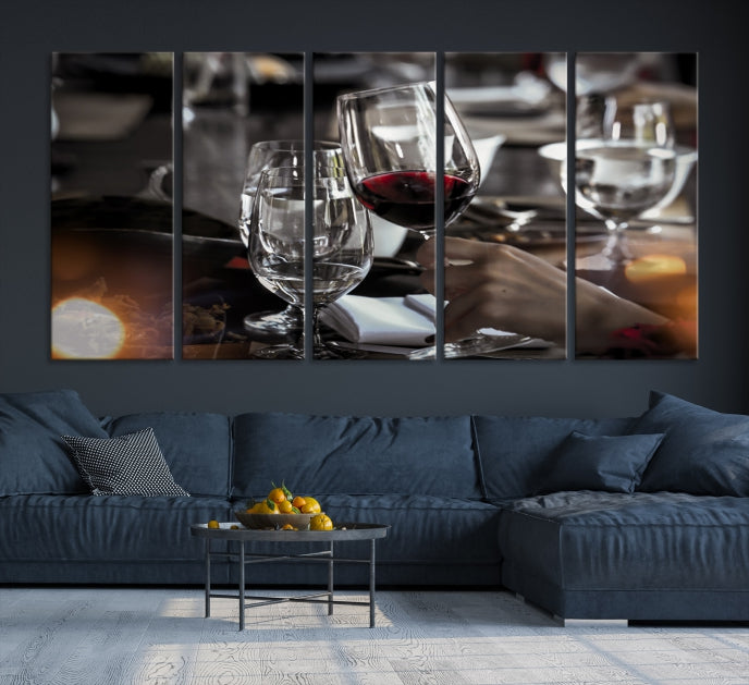 Vin rouge et verre Impression sur toile