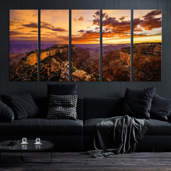 Coucher de soleil fascinant depuis le Grand Canyon Nal Park Wall Art Impression sur toile