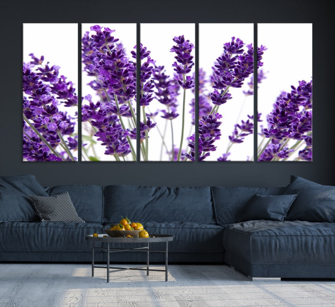 Flores de lavanda Arte de pared grande Floral Lienzo impreso