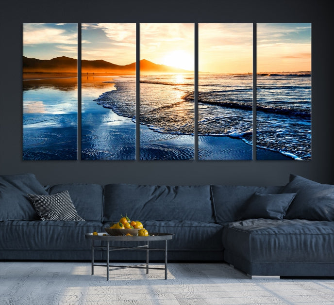 Beach Ocean Sunset on the Sea Wall Art Canvas Print