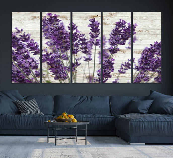 Lienzo decorativo para pared grande con hierba de lavanda