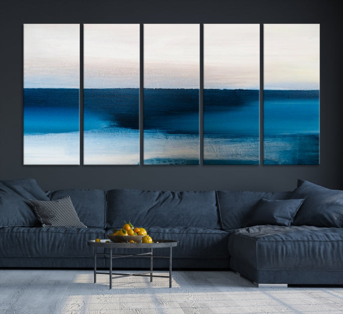 Dark Blue Abstract Wall Art Canvas Print