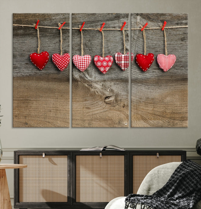 L'amour sur l'art mural en bois Impression sur toile