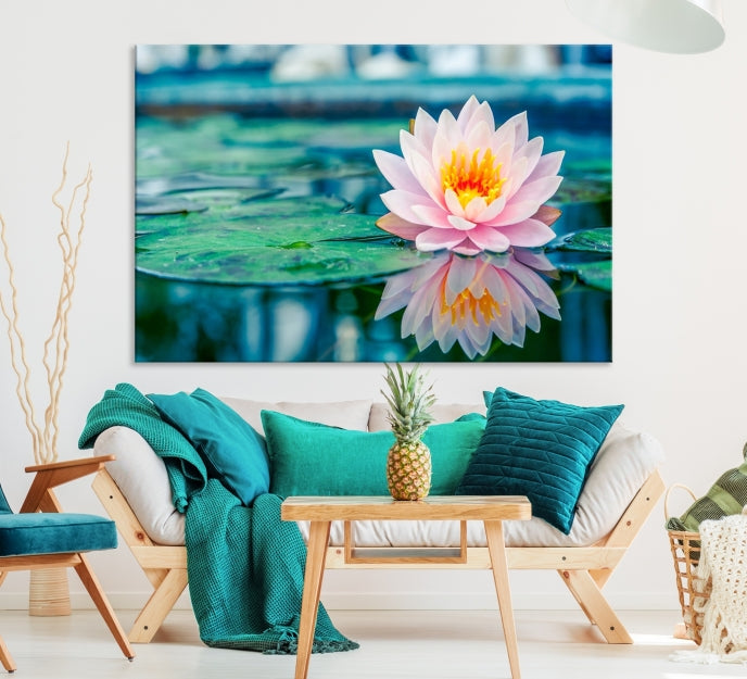 Lotus Flower Wall Art Canvas Print, Canvas Lily Flower Wall Art,