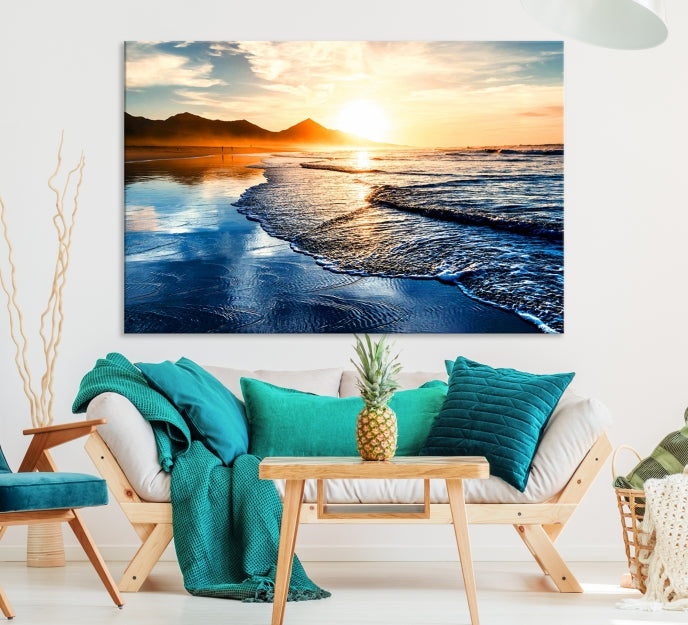 Art mural plage et coucher de soleil Impression sur toile