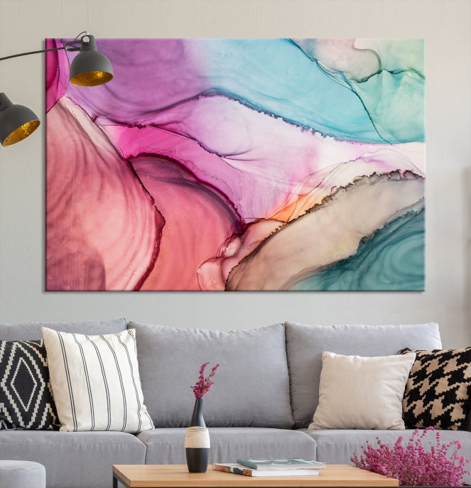 Colorful Marble Fluid Effect Wall Art Abstract Canvas Wall Art Print