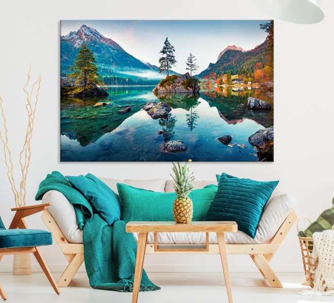 Arte de pared relajante Lago y montaña Arte de pared grande Impresión en lienzo