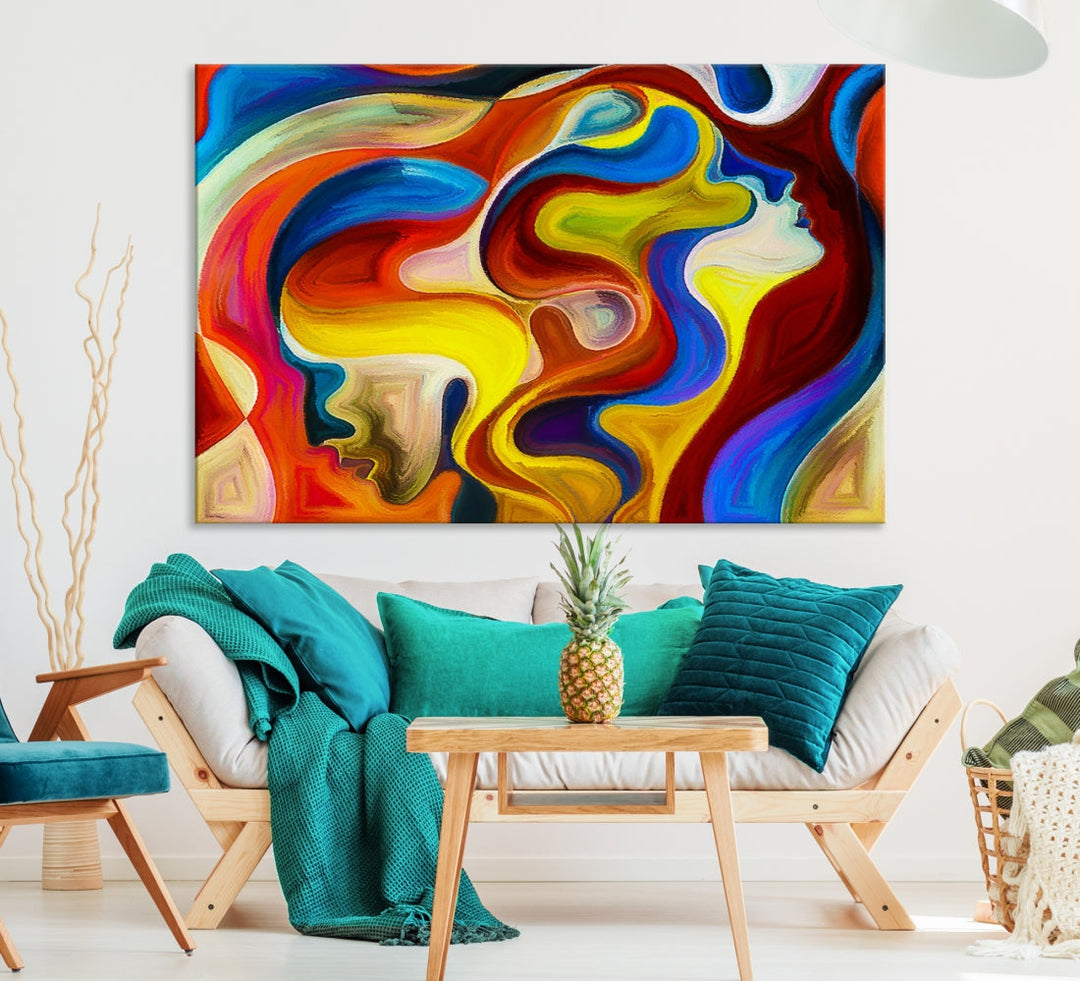 Colorful Abstract Human Figure Wall Art Canvas Print