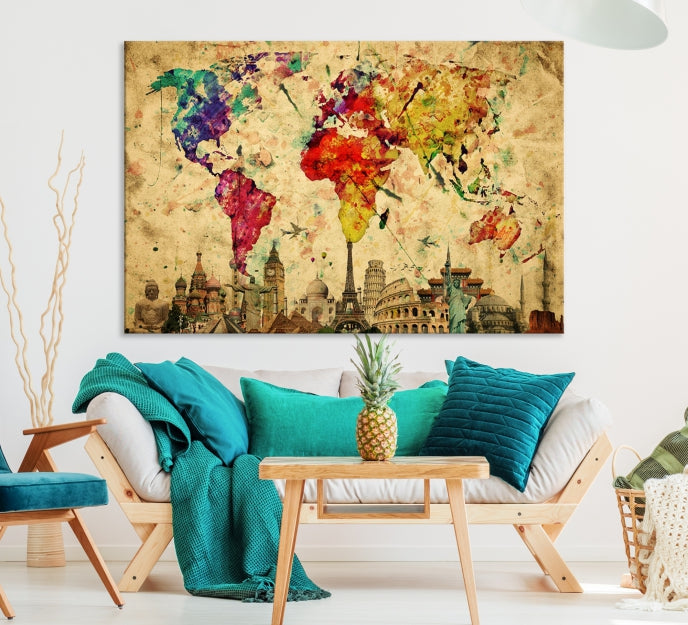 Wall Art World Map Canvas Print World Map Wall Art Canvas Print World Map Wall Art Poster Print