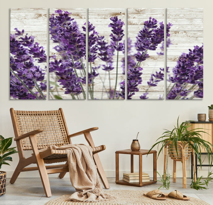 Lienzo decorativo para pared grande con hierba de lavanda