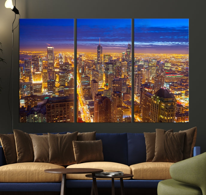 Chicago Wall Art Canvas Print Chicago City Night Canvas Print