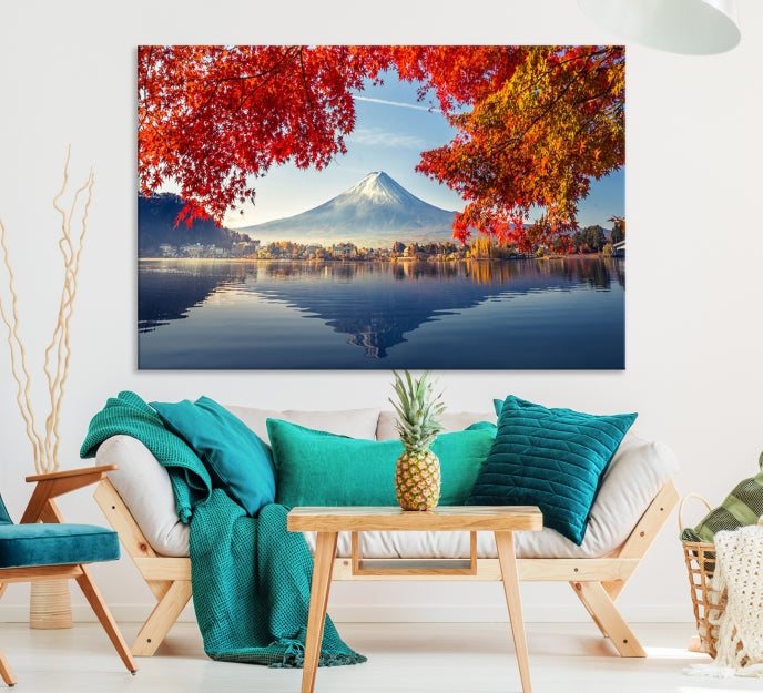 Mur de toile du Mont Fuji Art Japon Automne Paysage Mur Art Montagne Impression sur toile