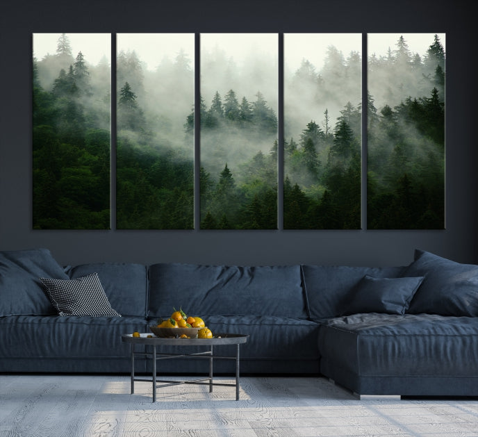 Lienzo decorativo para pared grande con bosque verde