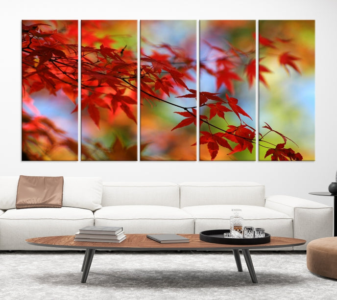 Red Leave Wall Art Canvas Print