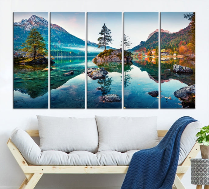 Arte de pared relajante Lago y montaña Arte de pared grande Impresión en lienzo