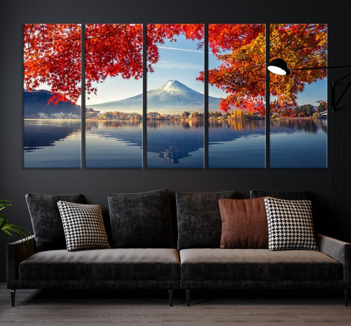 Mur de toile du Mont Fuji Art Japon Automne Paysage Mur Art Montagne Impression sur toile