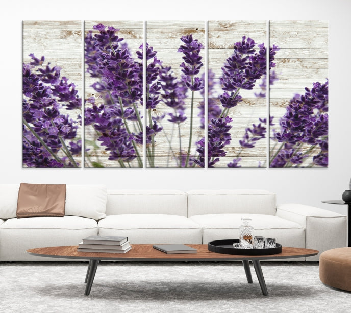 Lienzo decorativo para pared grande con hierba de lavanda