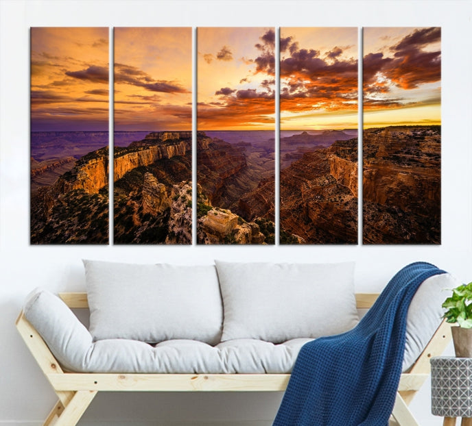 Coucher de soleil fascinant depuis le Grand Canyon Nal Park Wall Art Impression sur toile