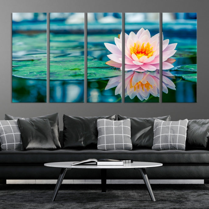 Lotus Flower Wall Art Canvas Print, Canvas Lily Flower Wall Art,