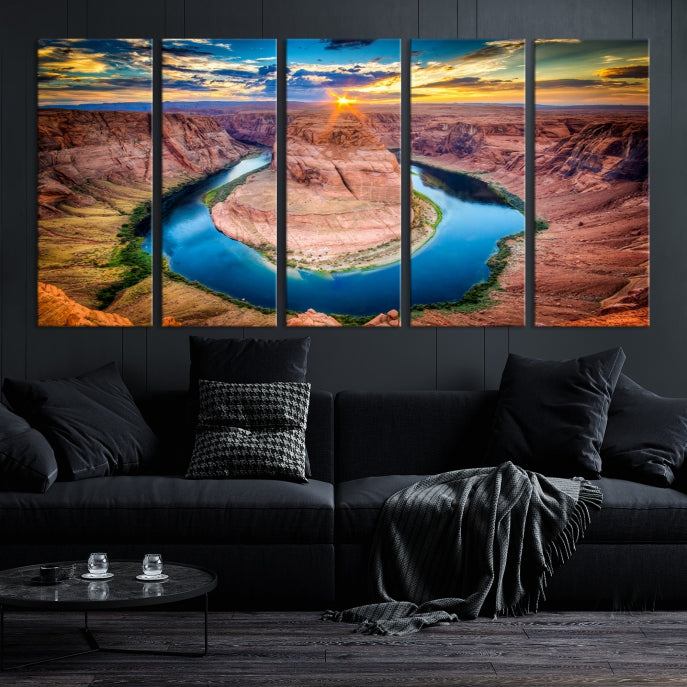 Sunset on the Horseshoe Bend Grand Canyon Nal Park Wall Art Canvas Print