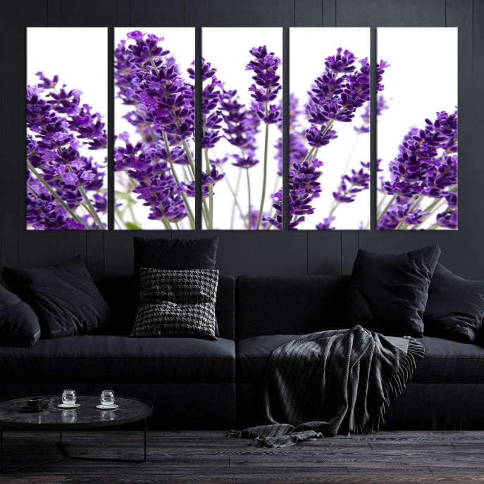 Flores de lavanda Arte de pared grande Floral Lienzo impreso