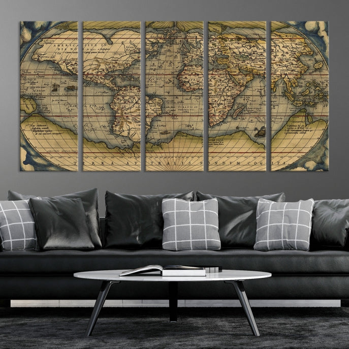 Lienzo decorativo para pared con mapa del viejo mundo, clásico, extra grande