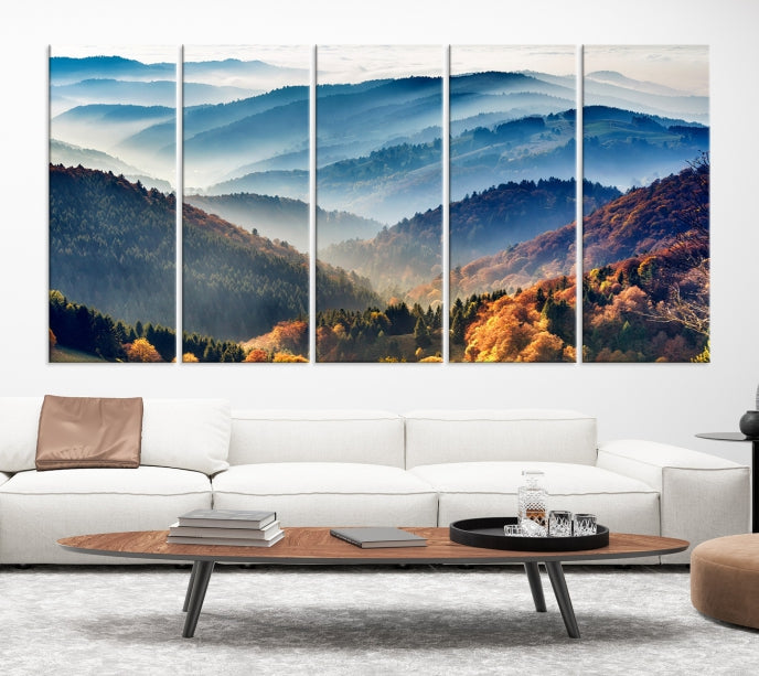 Montagnes Forêt Automne Wall Art Impression sur toile