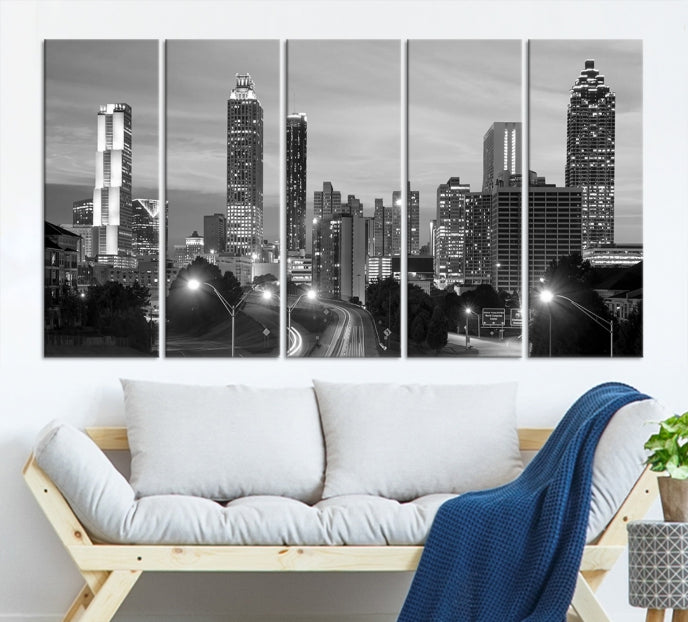 Atlanta City Black and White Wall Art