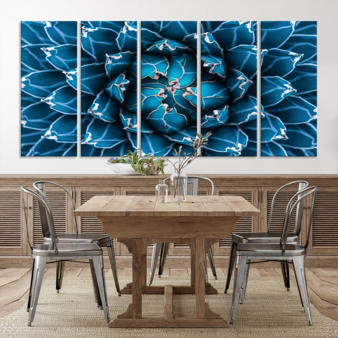 Impresión en lienzo de arte de pared grande con flor de agave azul Éxito