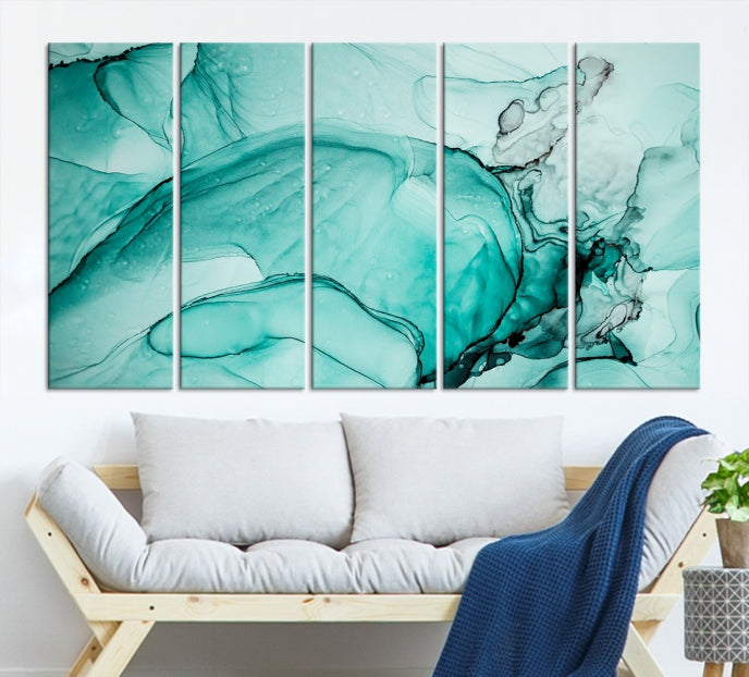 Green Marble Fluid Effect Wall Art Abstract Canvas Wall Art Print