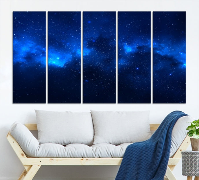 Nebulosa azul Nubes Arte de pared grande Cielo nocturno Estrellas Lienzo