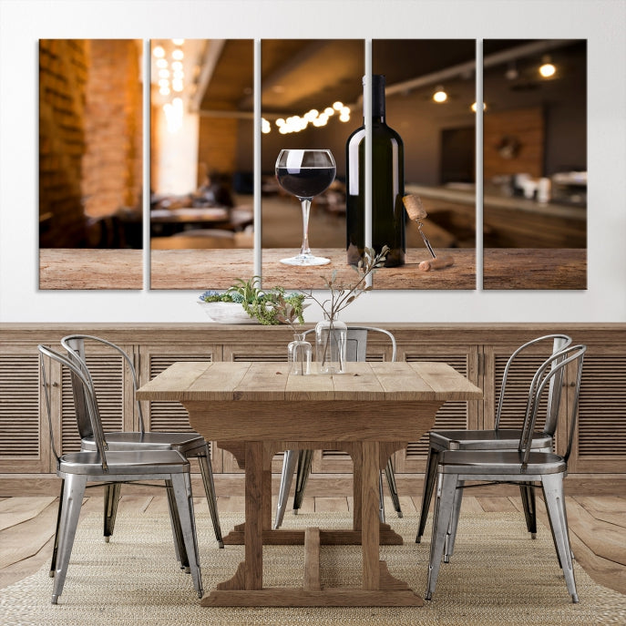 Wine and Bottle Wall Art Canvas Print